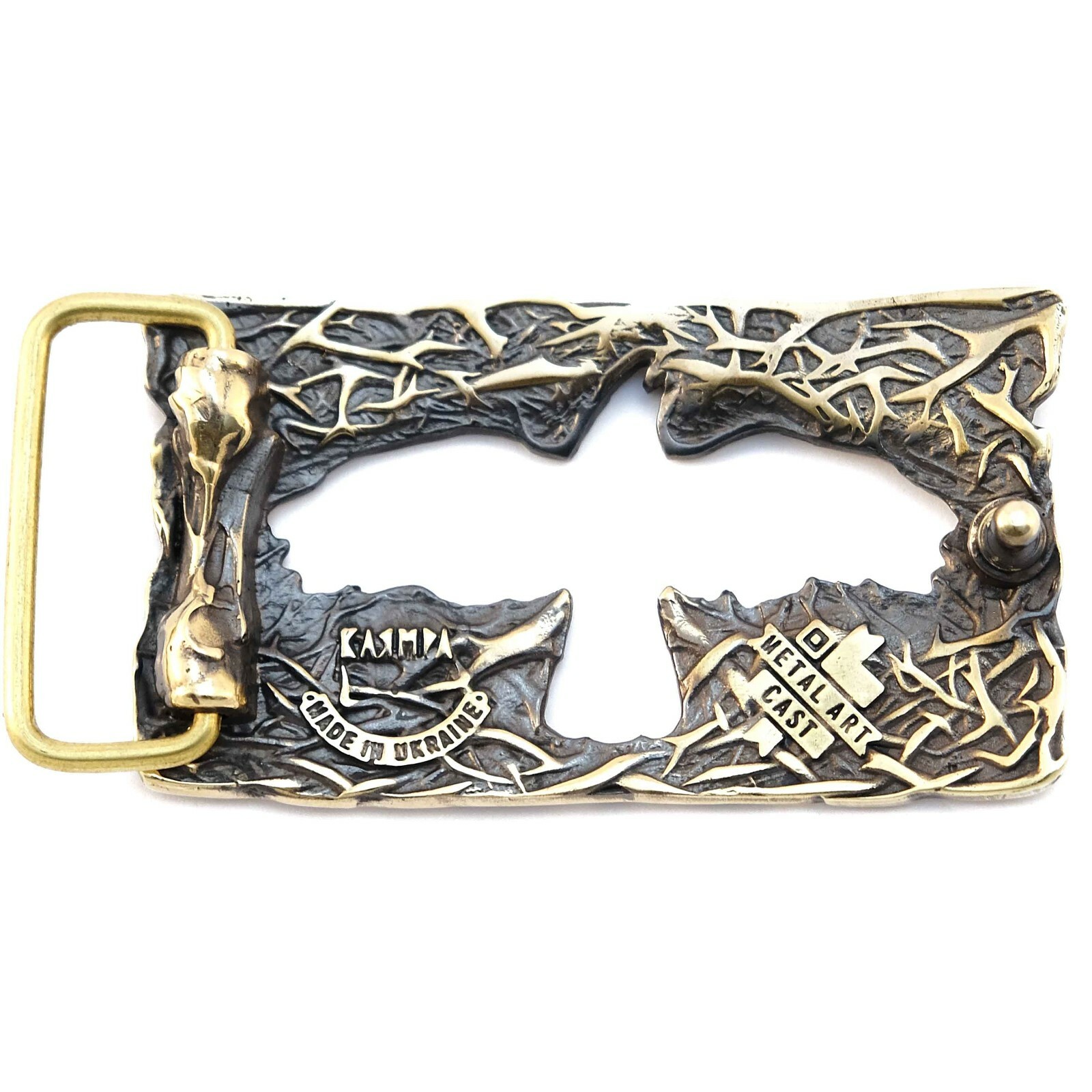 Crow belt buckle, Handmade belt buckle made of solid brass, Mythical black bird