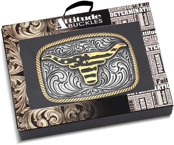 Montana Silversmiths Belt Buckle Adult Patriotic Silver Gold A1054P
