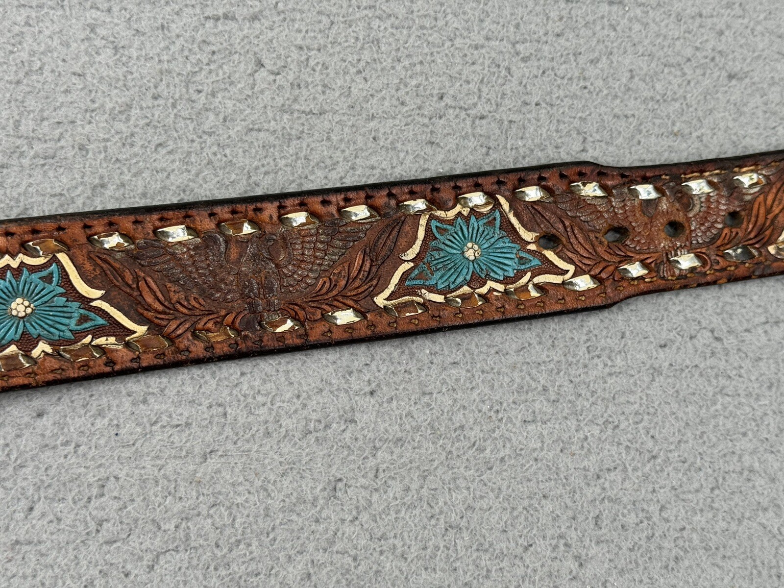 The Great American Buckle Co ENAMEL EAGLE 1243 Belt Buckle W/ Belt USA VTG 1983
