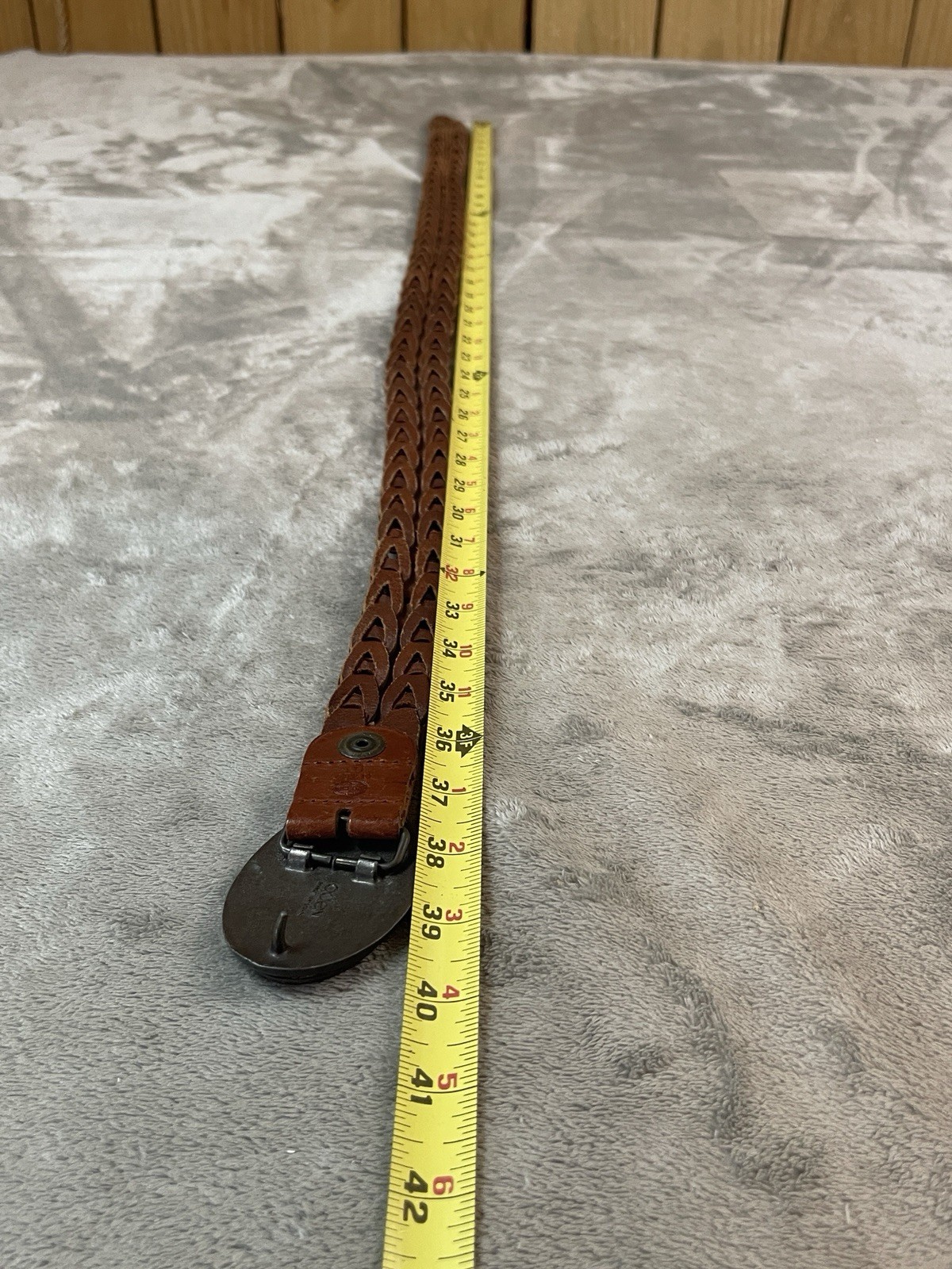 Mens Oden floral Leather Tooled Belt Buckle W/ Brown Leather Braided Belt