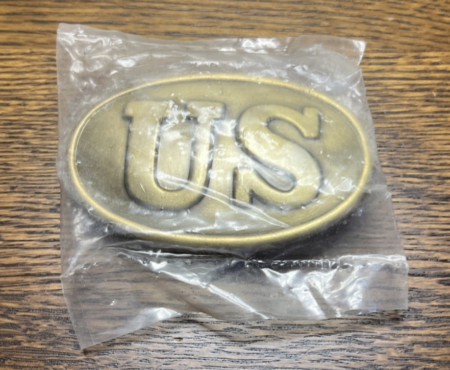 Civil War US Union Belt Buckle Brass Reproduction Vintage Oval