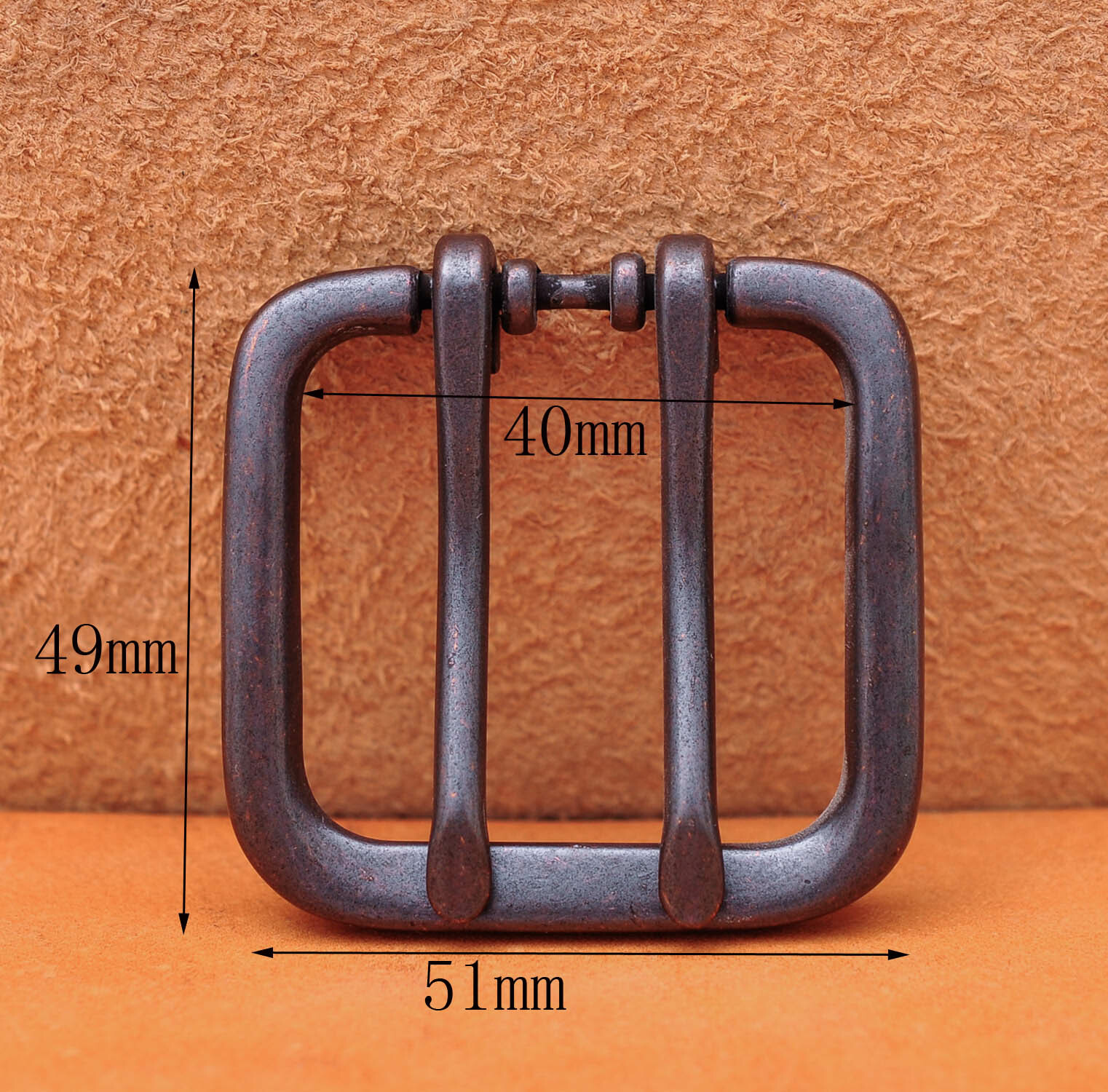 Wide Double Tongue Pin Roller Prong Pin Belt Black Buckle Fits 40MM Belt Straps