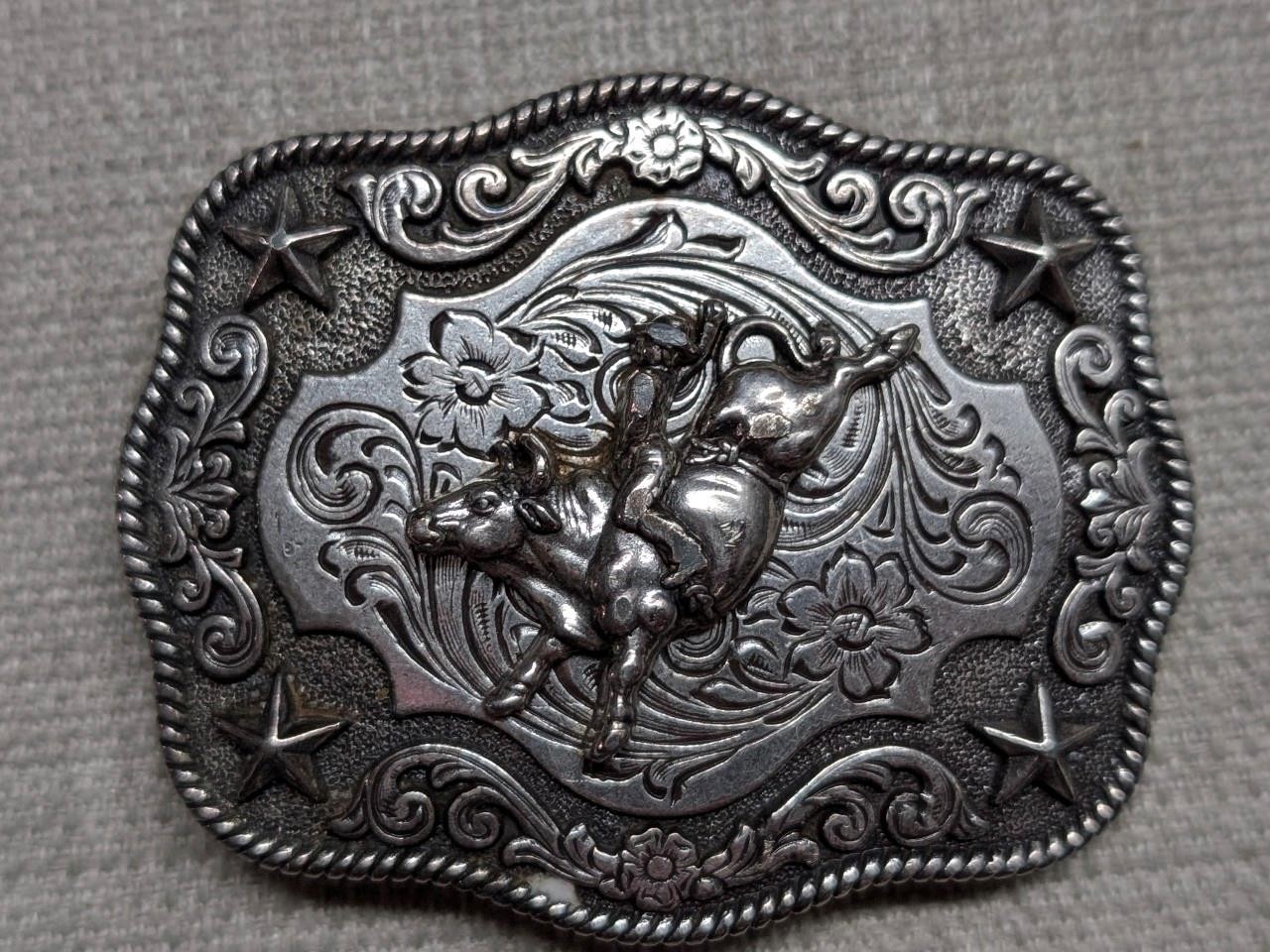 vintage NOCONA belt buckle RODEO metal steel WESTERN cowboy BULL RIDER