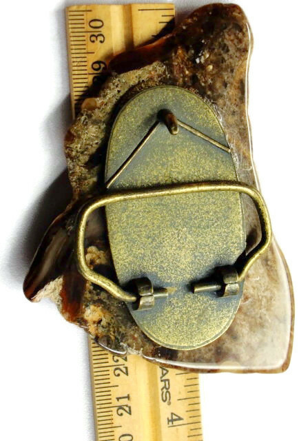 Belt Buckle Large Brown Natural Stone Polished Marble One of a Kind Handmade
