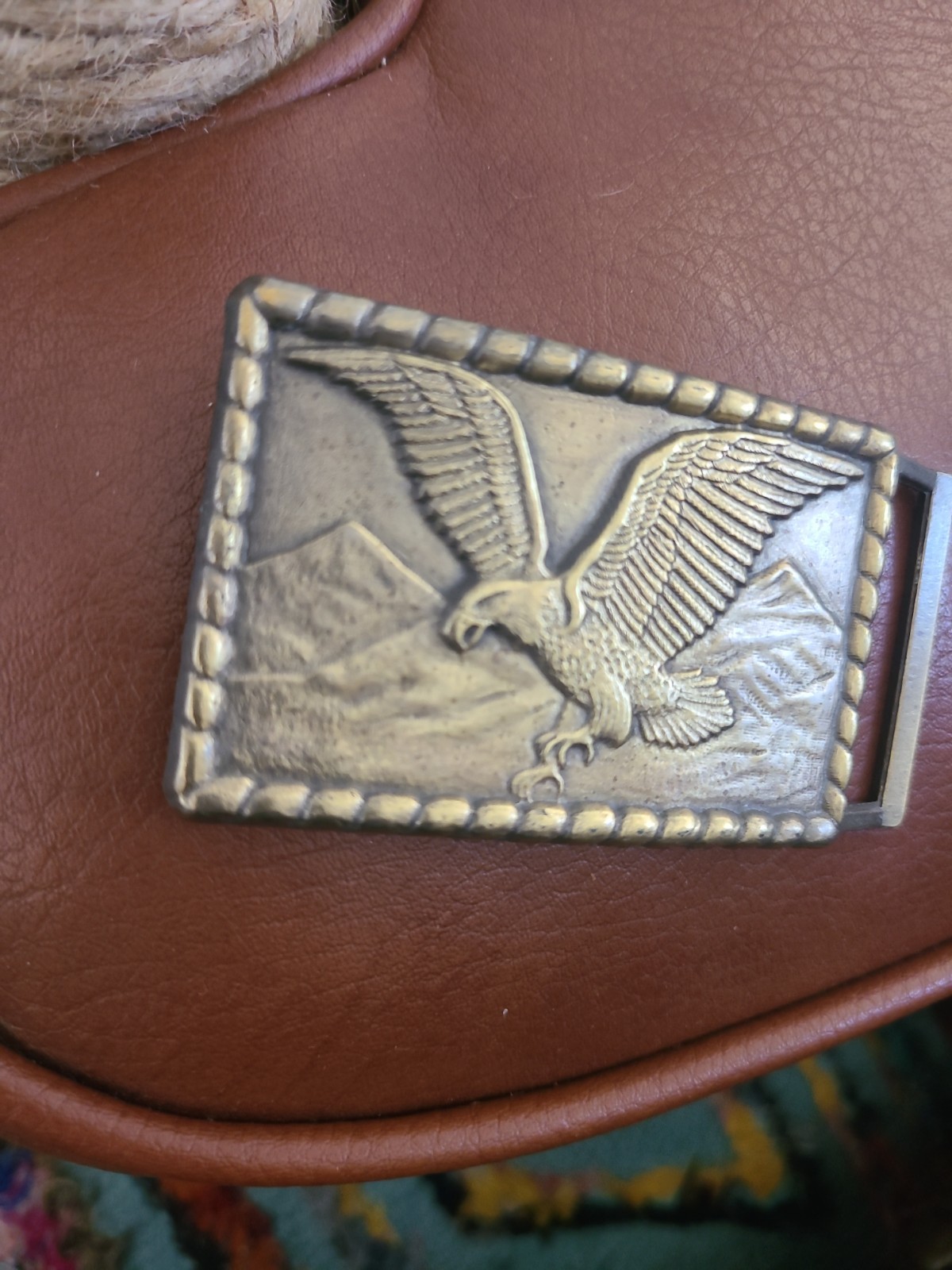 Vintage Gold Eagle Belt Buckle 3×2 Unmarked
