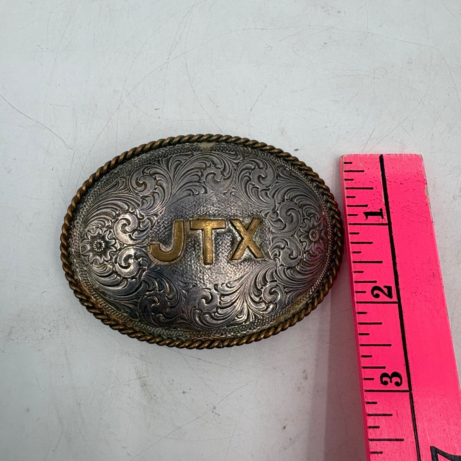 Vintage JTX Western Montana Silversmiths Cowboy Belt Buckle Silver Plate