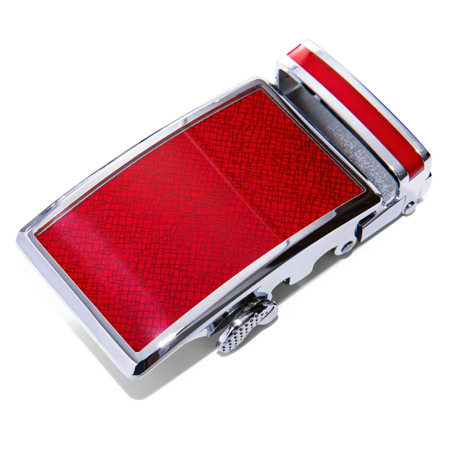 Barry.Wang Mens Belt Leather Ratchet belt size 43&Prime; (110cm), Red