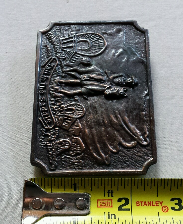 TALL IN THE SADDLE HORSE WESTERN SETTLER GOING WEST COVERED WAGON BELT BUCKLE