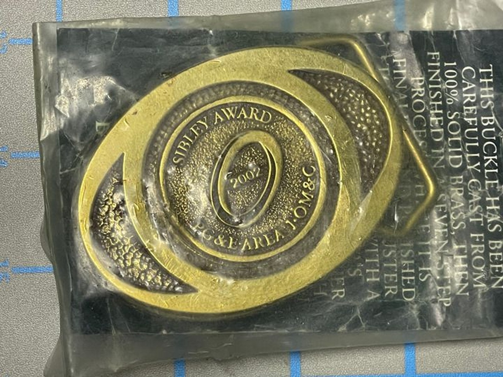 PG&E 2002 Sibley Award Belt Buckle Vintage Pacific Gas Electric PGE California