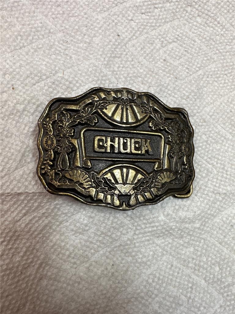 Vintage Oden Brass Name Belt Buckle « Chuck »
