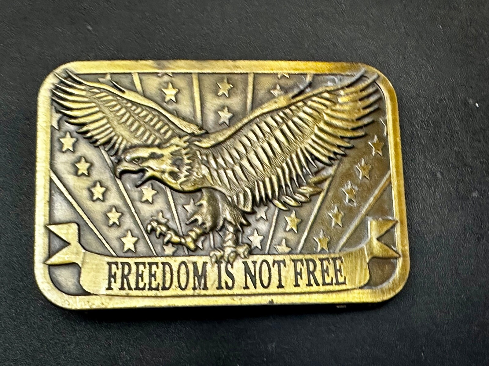 Freedom is Not Free Flying Eagle Stars Stripes Patriot 2014 Sponsor Belt Buckle