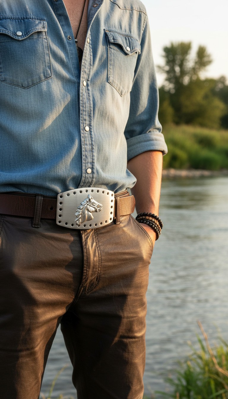 Men Women Western Fashion Belt Buckle Silver Metal Rodeo Horse Big Square Holes