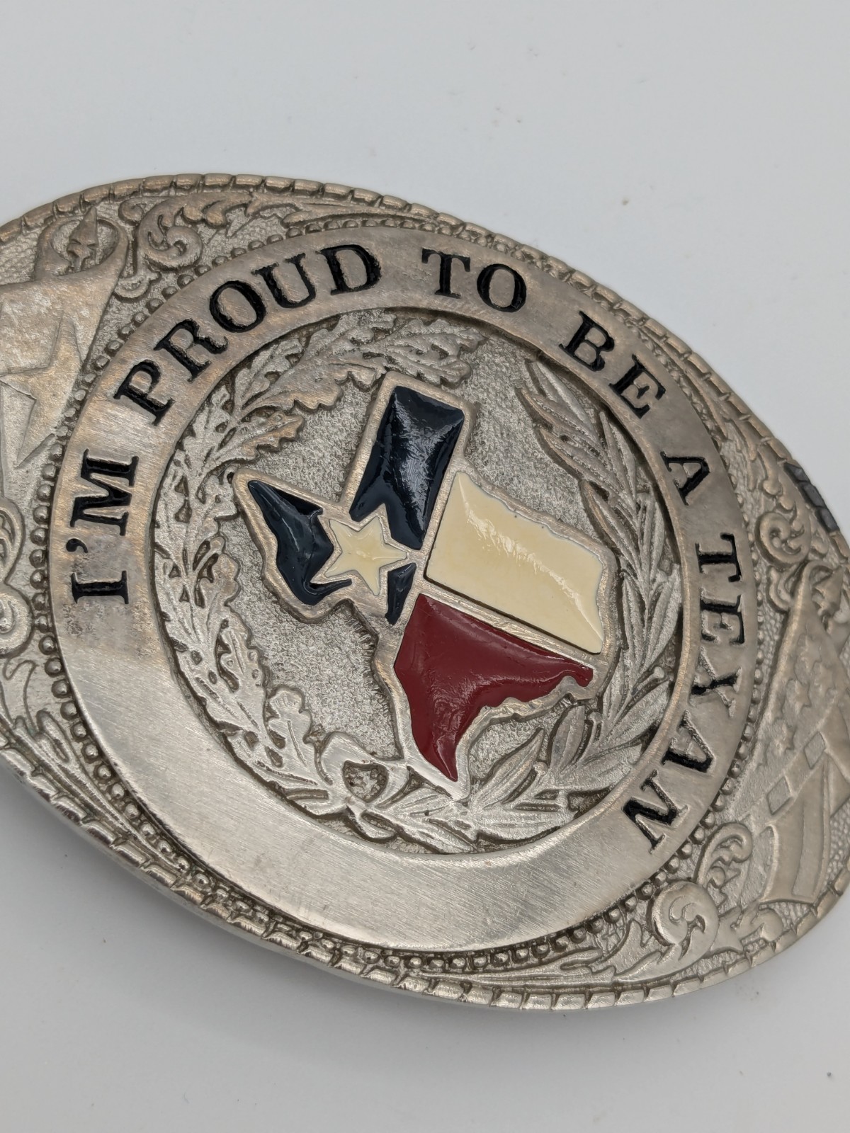 Vtg Texas Belt Buckle Lone Star State Western Rodeo Cowboy “I’m Proud Texan”