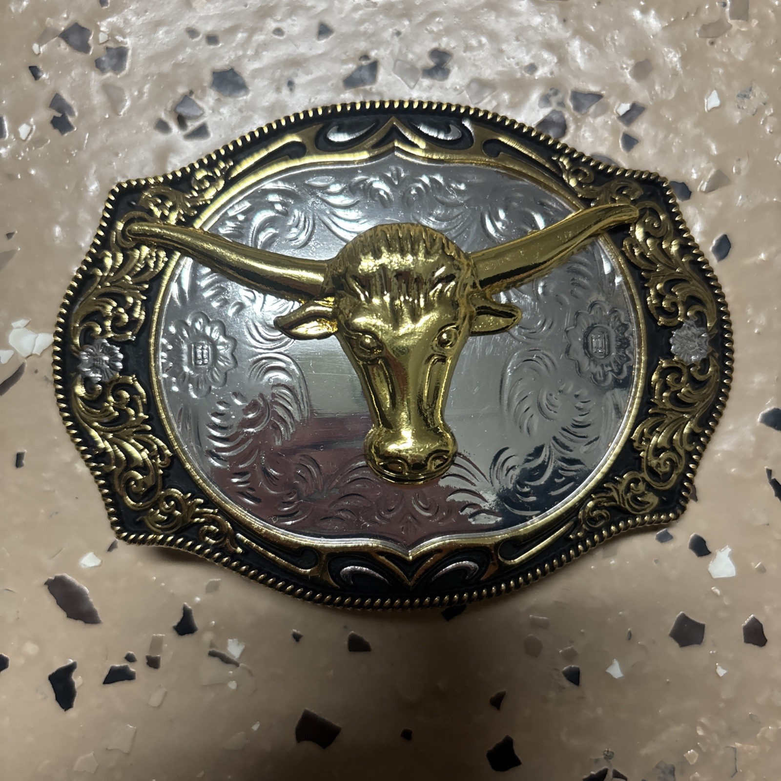 Rock Bull Ride Rodeo Cowboy Texas Western Shine Belt Buckle