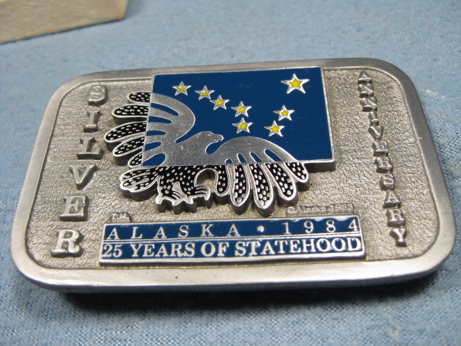 Alaska Silver 25th Anniversary 1983 Pewter 1 3/4&Prime; Belt Buckle Limited Numbered