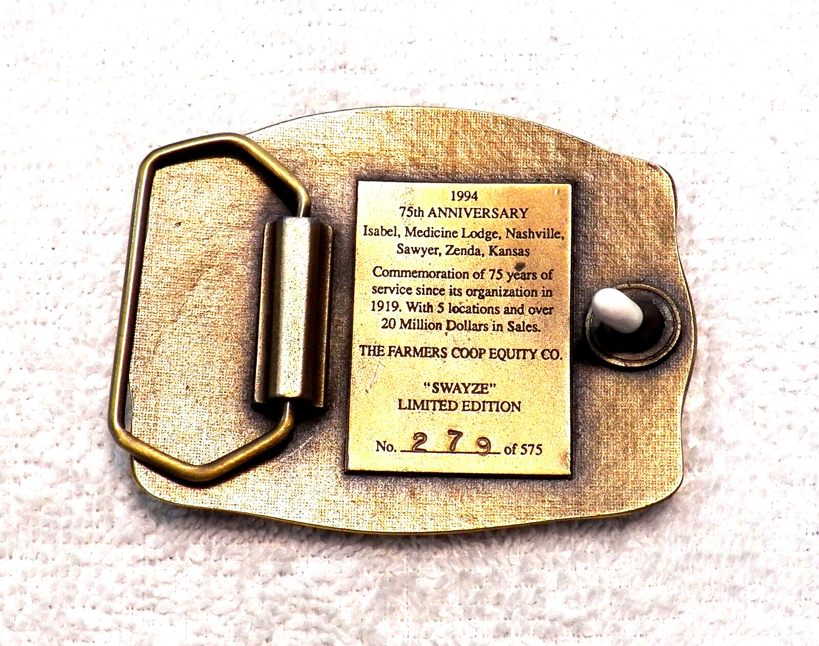 CLASSIC BELT BUCKLE 1991 FARMERS COOP EQUITY CO « SWAZEY » LMT ED #201 OF 700 BB17