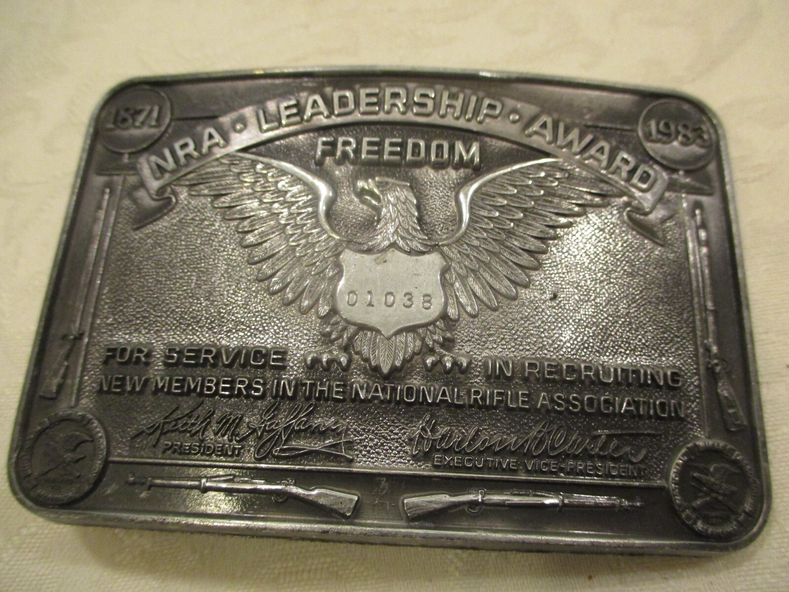 NRA Belt Buckle National Rifle Association 1871-1983 Vintage