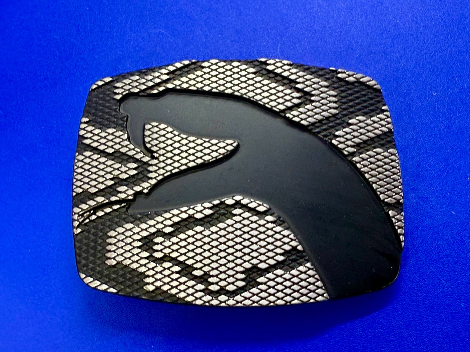Snake Head On Snake Skin Pattern Chrome Brand Vintage Belt Buckle