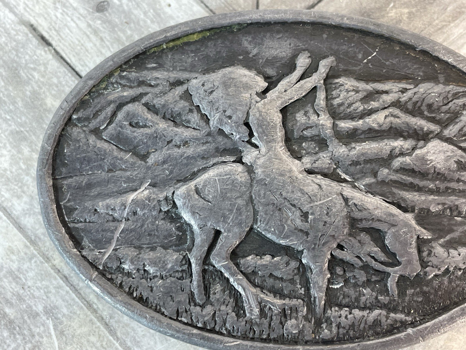 Bergamot Brass Works 1977 Belt Buckle American Indian On Horse