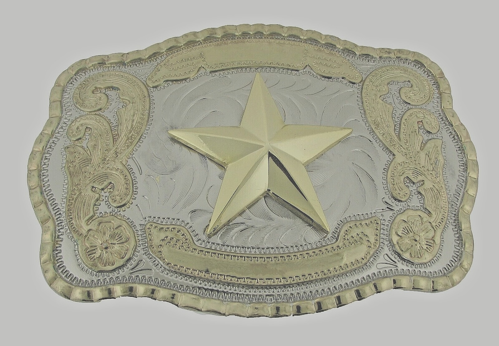 Vintage Lone Star Belt Buckle Texas Cowboy Gold Silver Metal Western Rodeo Men