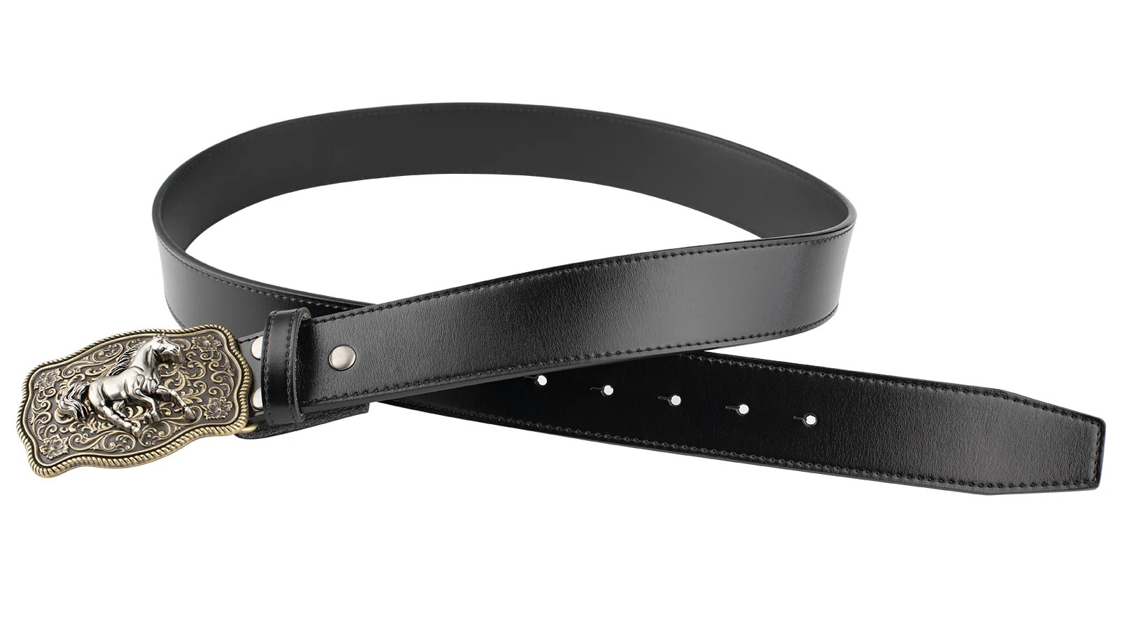 Handmade Men&rsquo;s Press Button Belt Full Grain Leather Without Buckle 1-1/2 Wide