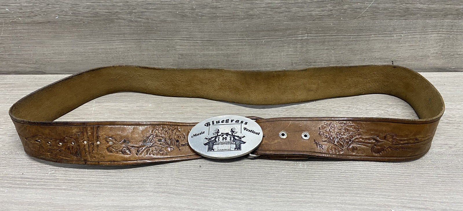 Bluegrass Festival Louisville Kentucky Belt Buckle w/ Leather Belt 4 Ft