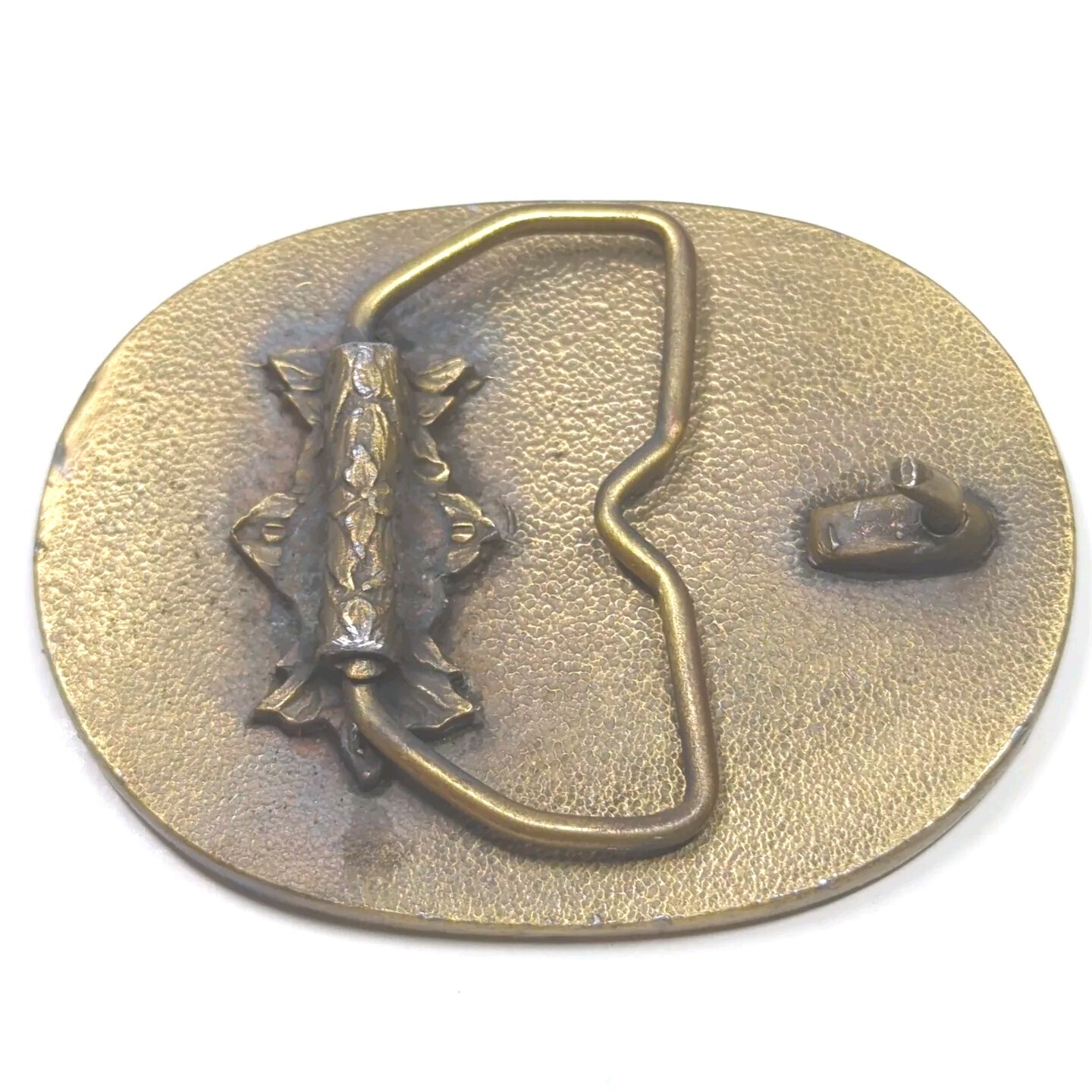 Vintage NRA Golden Eagles Oval Bronze Belt Buckle Flying Eagle Flag Backdrop