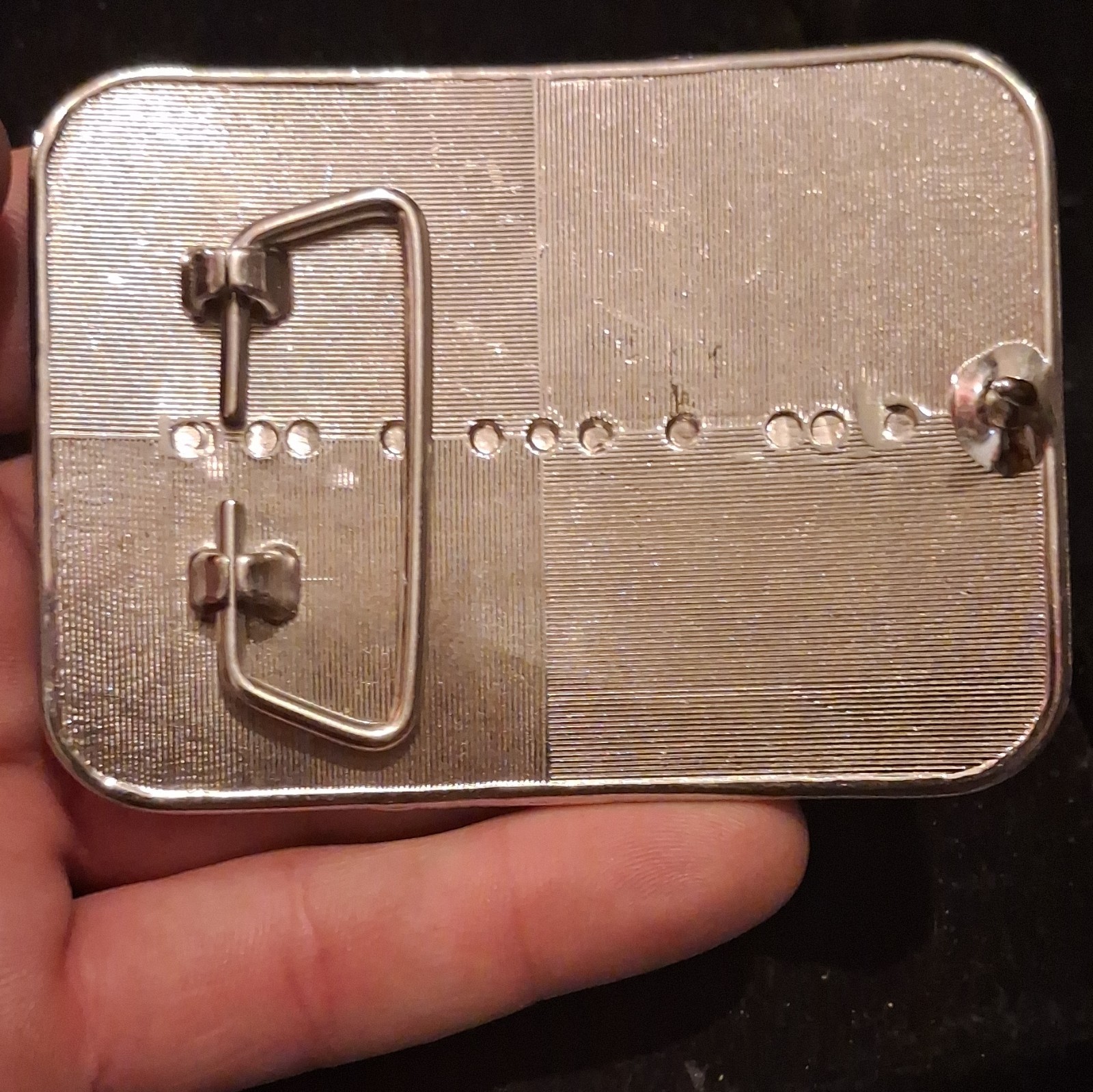 Men&rsquo;s Western Silver/Black Metal Rectangle Duck Hunting Belt Buckle, 1.5&Prime;