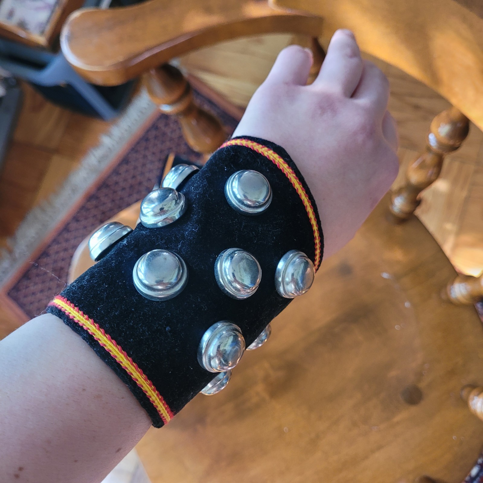 Vintage Costume Wrist Gaurds And Belt Roman Gladiator Black Silver Cosplay