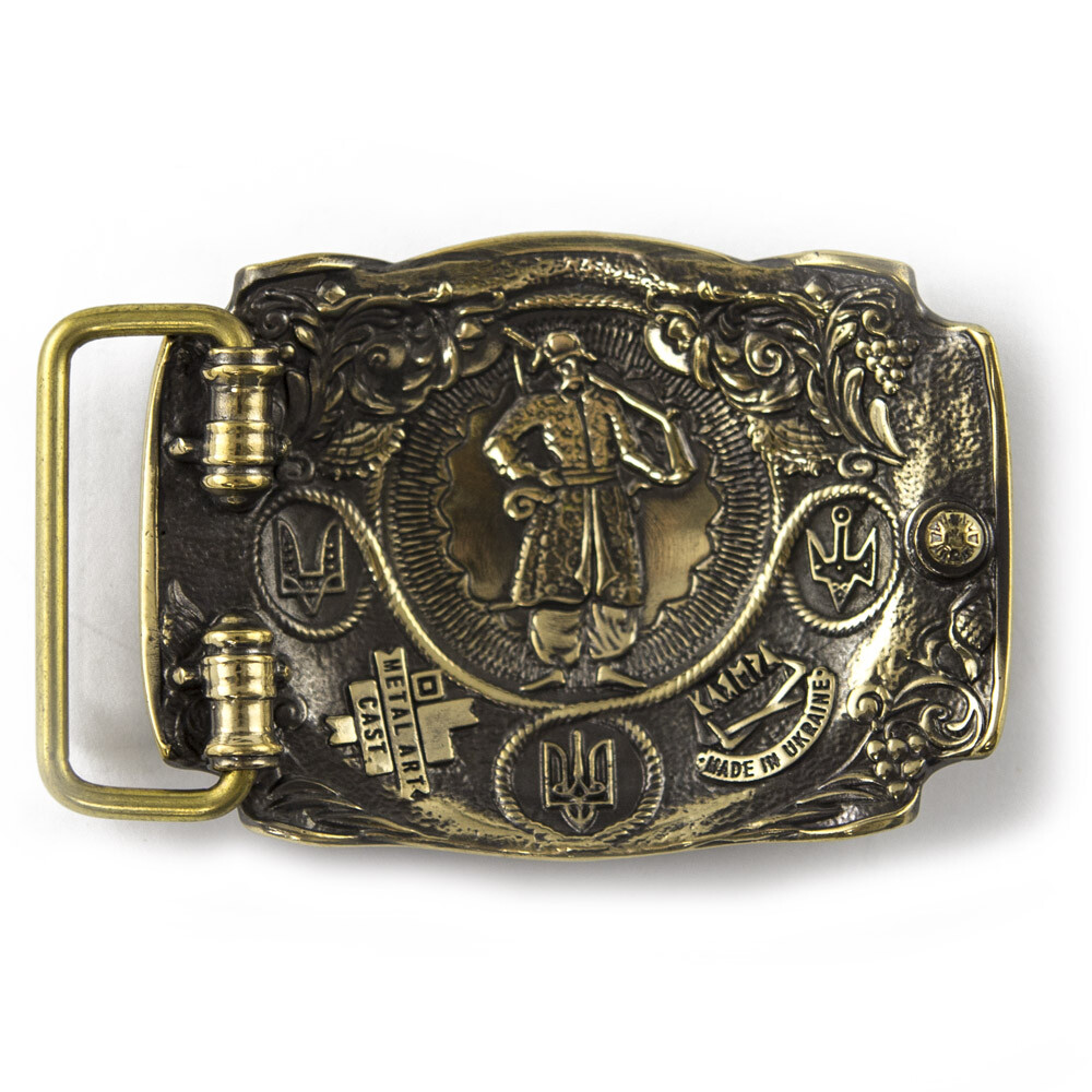 Brass belt buckle Glory to Ukraine! OUN, National Ukrainian OUN trident buckle