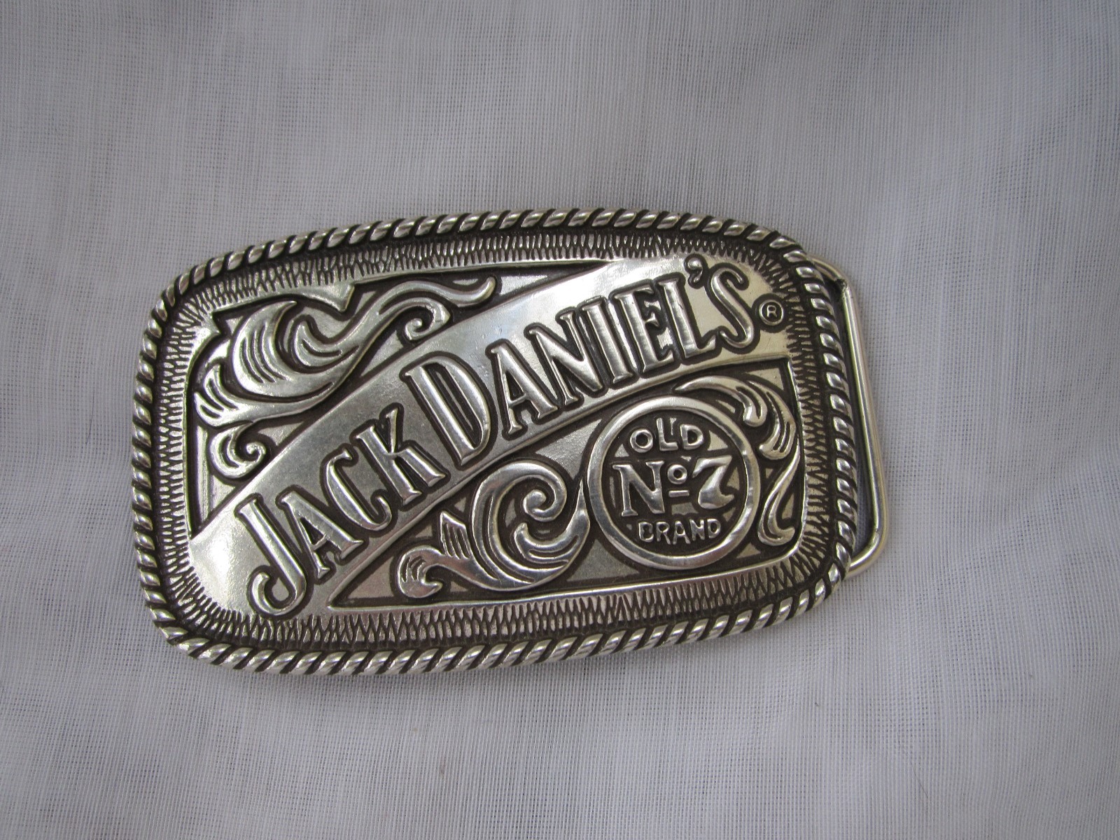 Jack Daniels Belt Buckle Silver Tone Old No. 7 Brand 2005