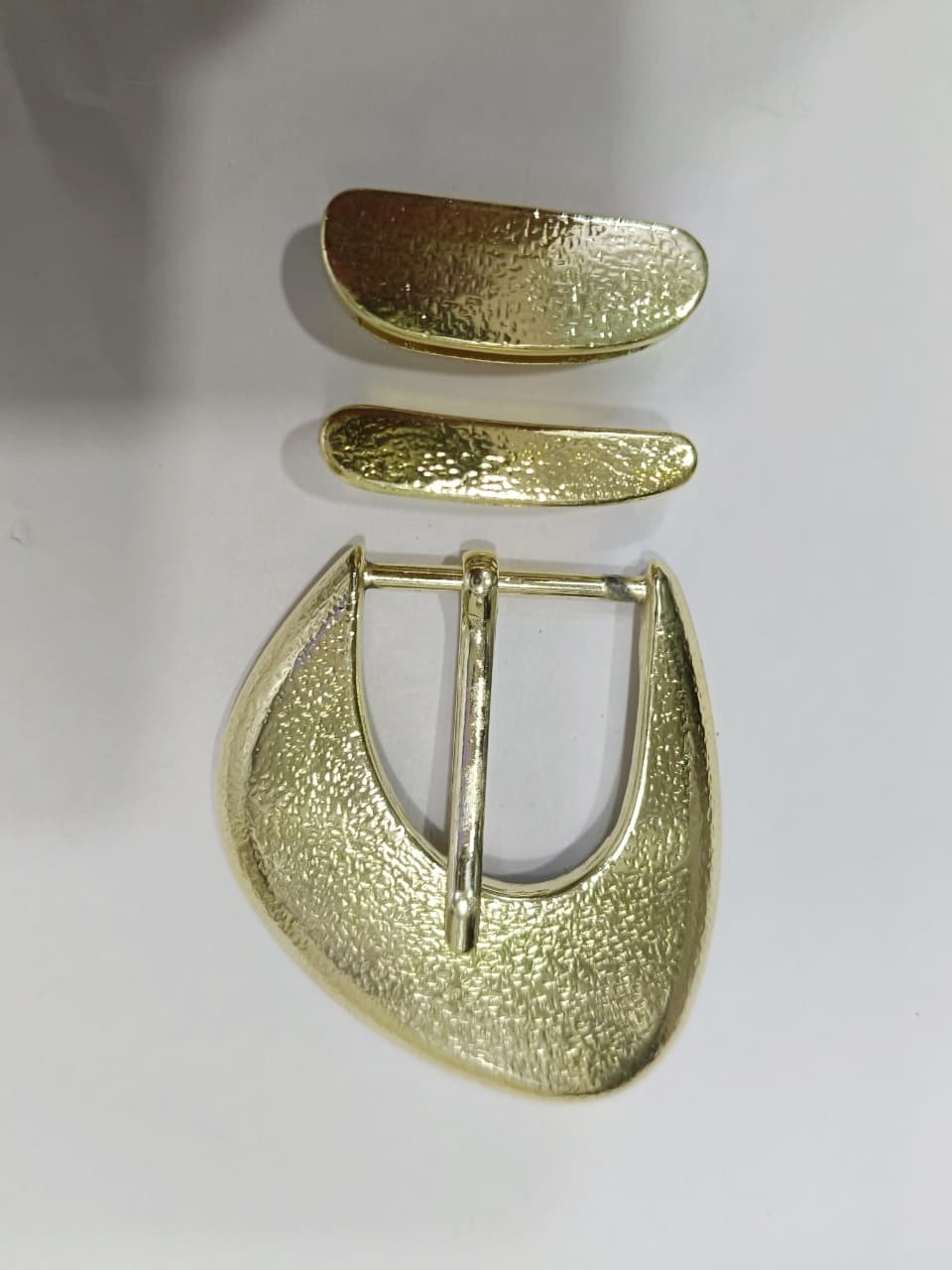 Western 3 piece buckle set initial shiny gold 1.25 in 30 mm cowgirl brass buckle