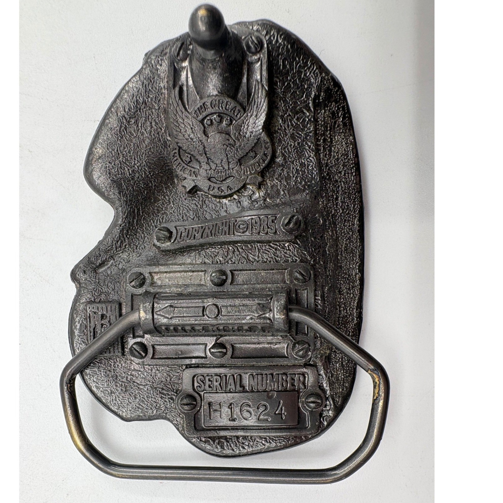 Great American Buckle Co. Alaska Wolf Belt Buckle 1985 Vintage Wildlife Metal