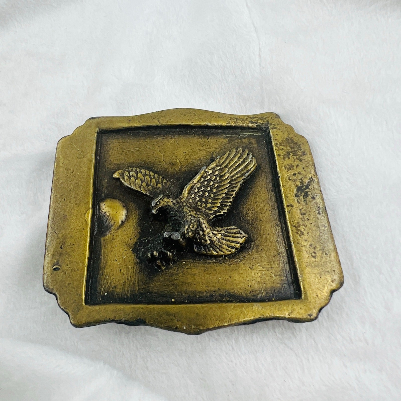 Vintage Solid Brass Eagle Belt Buckle Western Americana Biker Heavy Cast 4.06 oz