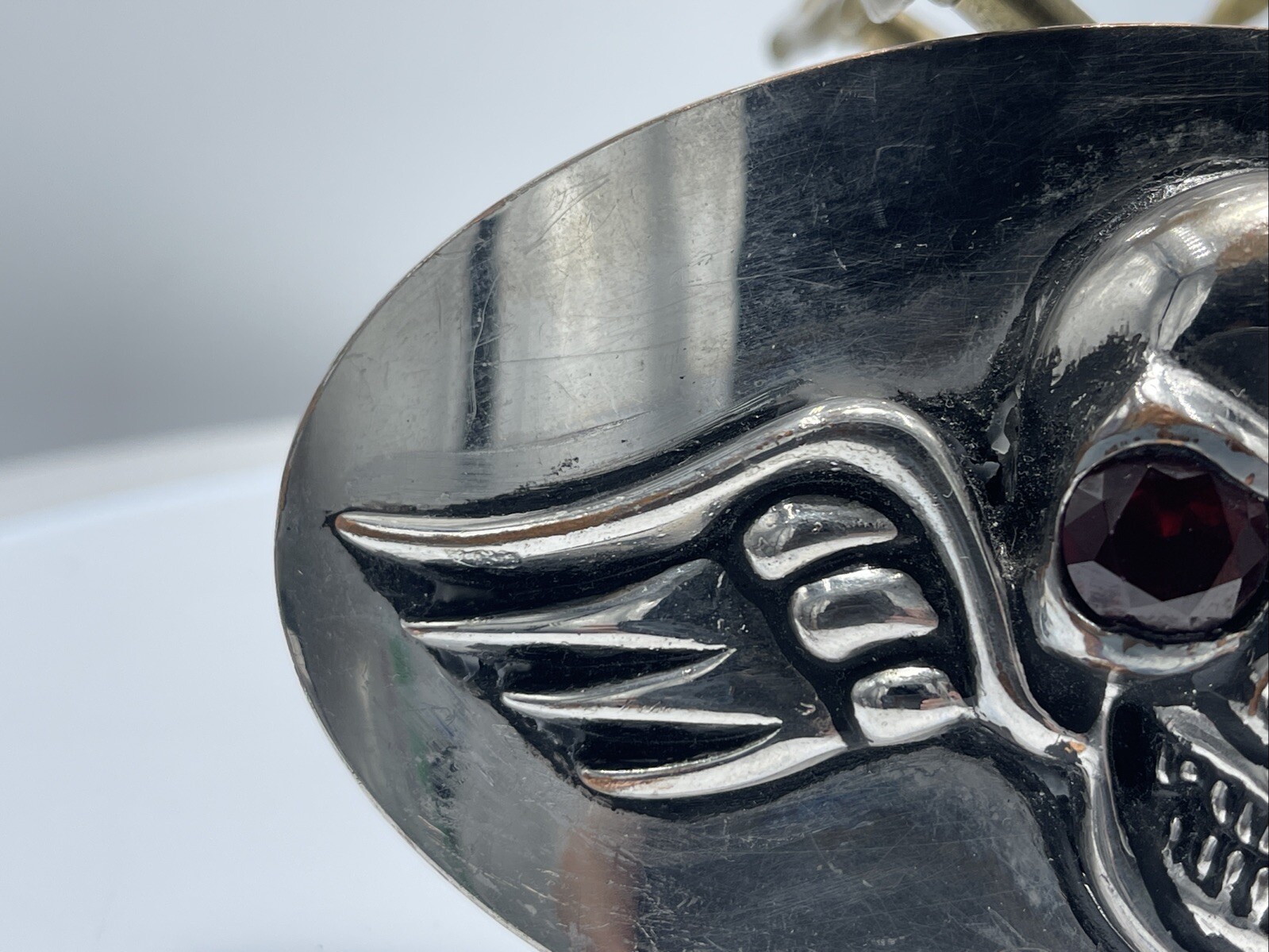 Chosen by King Baby Flying Skull with Ruby Eyes 5.5”x3”