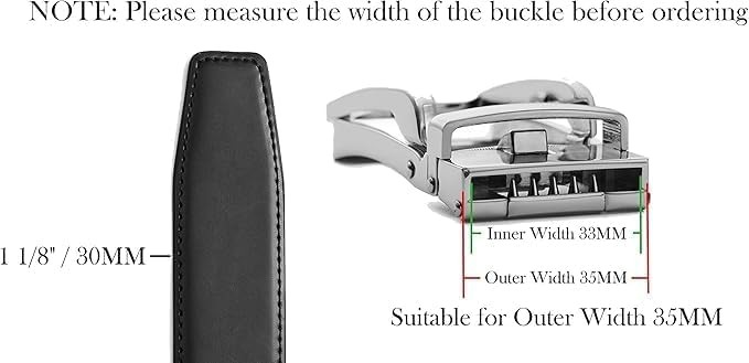 CHAOREN Ratchet Belt Strap Only 1 1/4&Prime;, 36&Prime; to 42&Prime; Waist Adjustable, Black