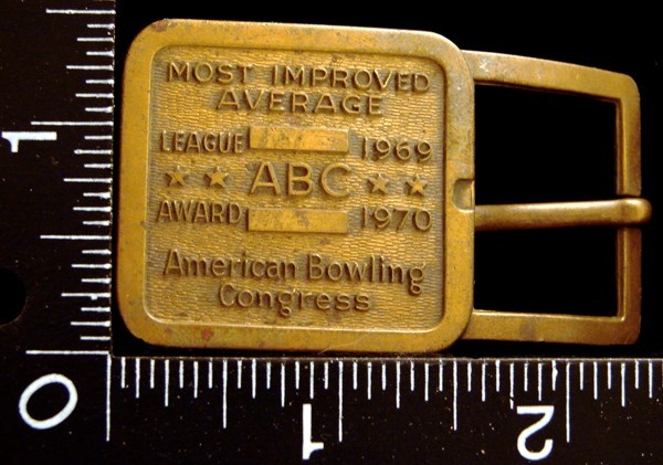 LL14143 VINTAGE **ABC*** IMPROVED AVERAGE LEAGUE AWARD 1969-1970 BELT BUCKLE