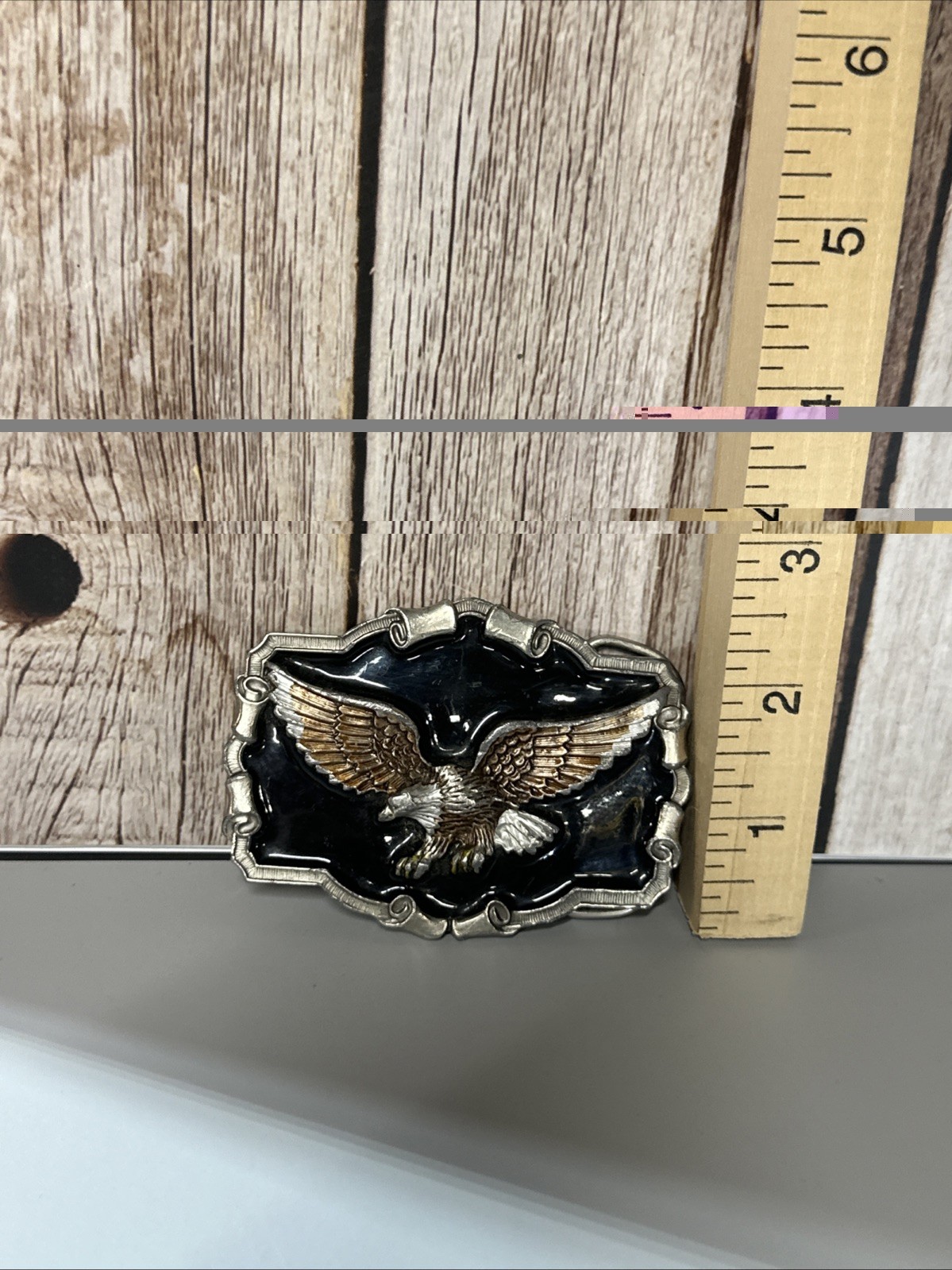 Vintage 1983 Enameled Harley Davidson Eagle Belt Buckle American Buckle Co
