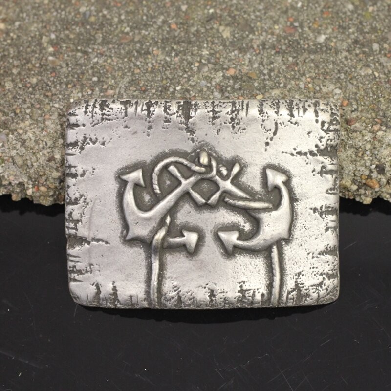 Double Anchor Belt Buckle in Antique Silver – Maritime Metal Buckle