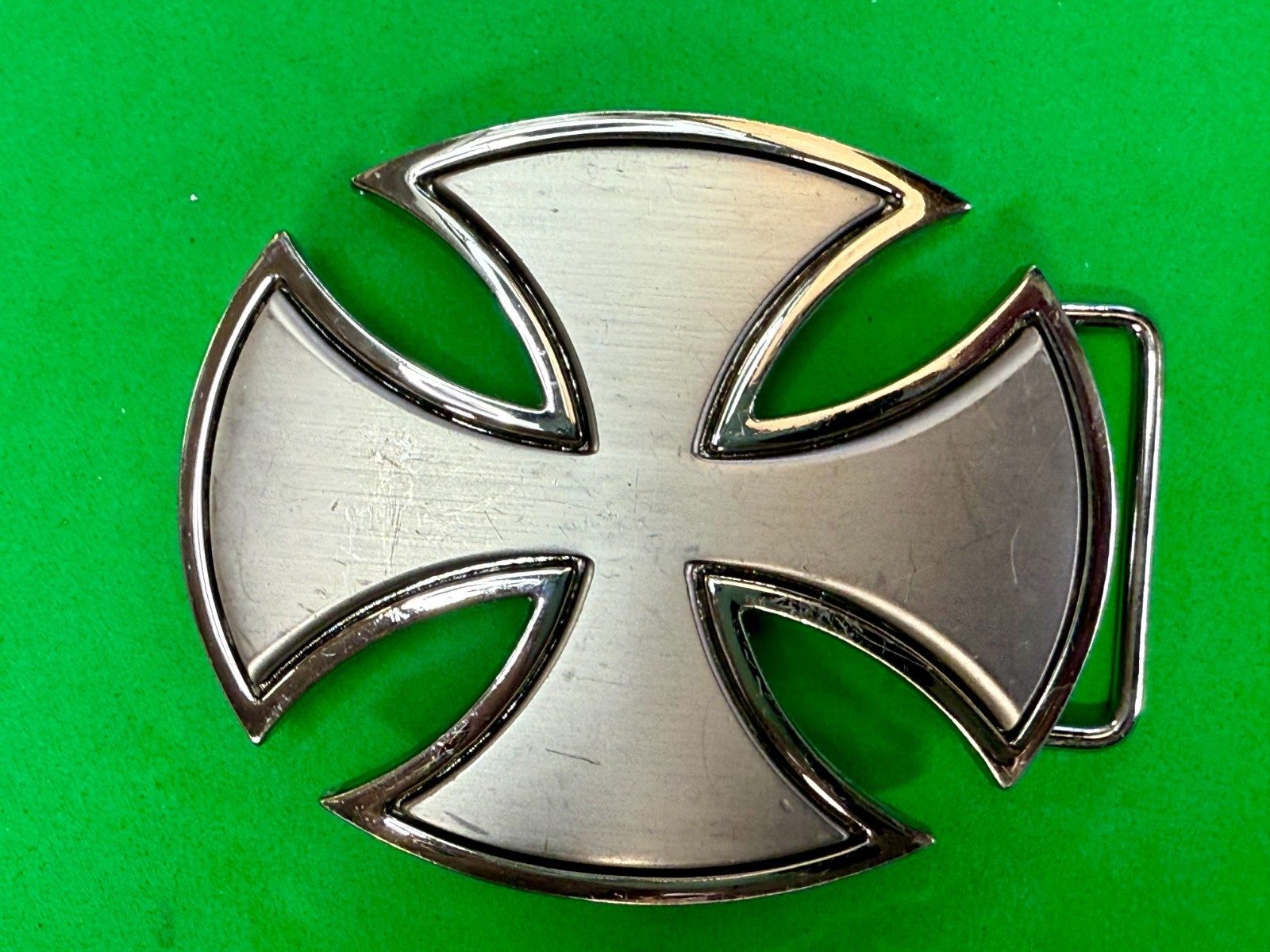 Maltese Iron Cross Religious Gothic Punk Vibe Cutout Silver Color Belt Buckle