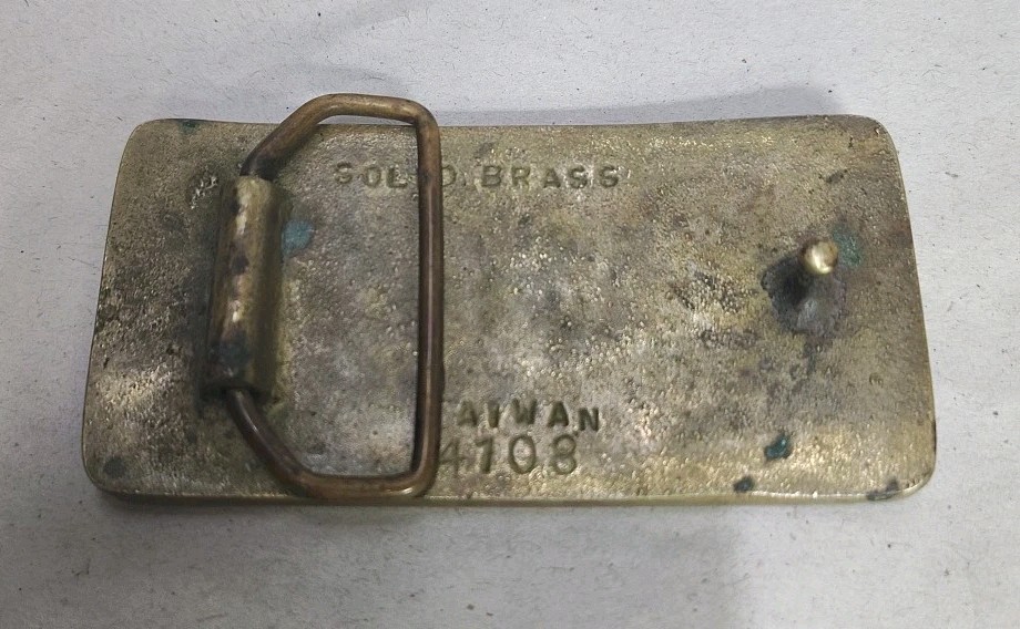 VTG Guitar Player Solid Brass Belt Buckle Retro Rock Band 4108 Taiwan Rectangle