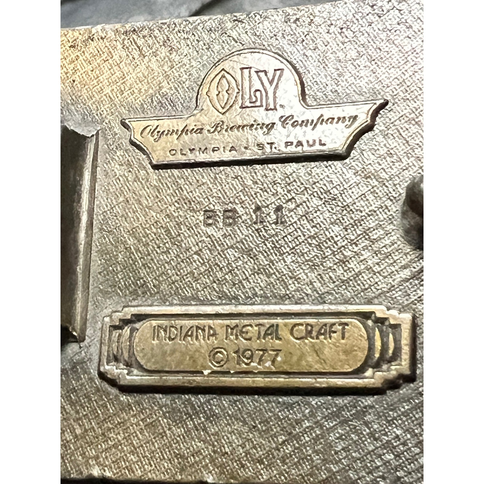 Vintage Olympia Beer Belt Buckle 1973 Indiana Metal Craft 3in Advertising