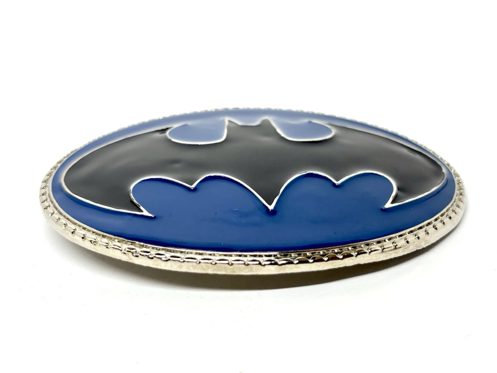 Large Batman Belt Buckle Chrome Black Blue Comic Superhero Statement Buckle