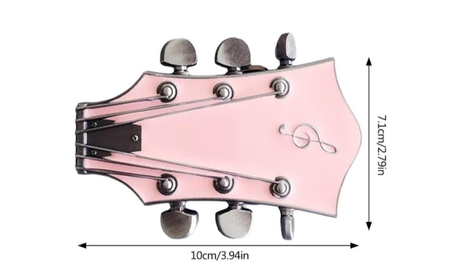 Pink Enamel Guitar Head Belt Buckle Musician Western other Colors Available