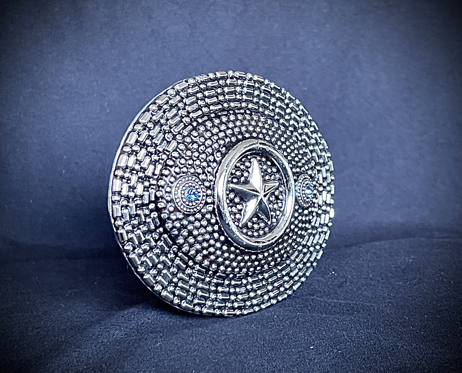 “Lone Star Reliquary” Belt Buckle Handmade 4×3 Leather back OOAK Darren McNeese