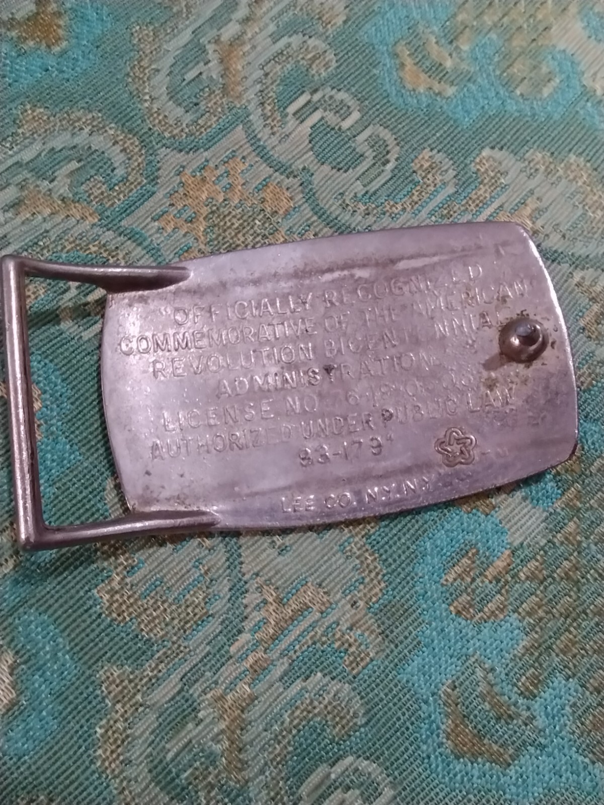 1776-1976 American Revolution Bicentennial Belt Buckle Lee County New York NY