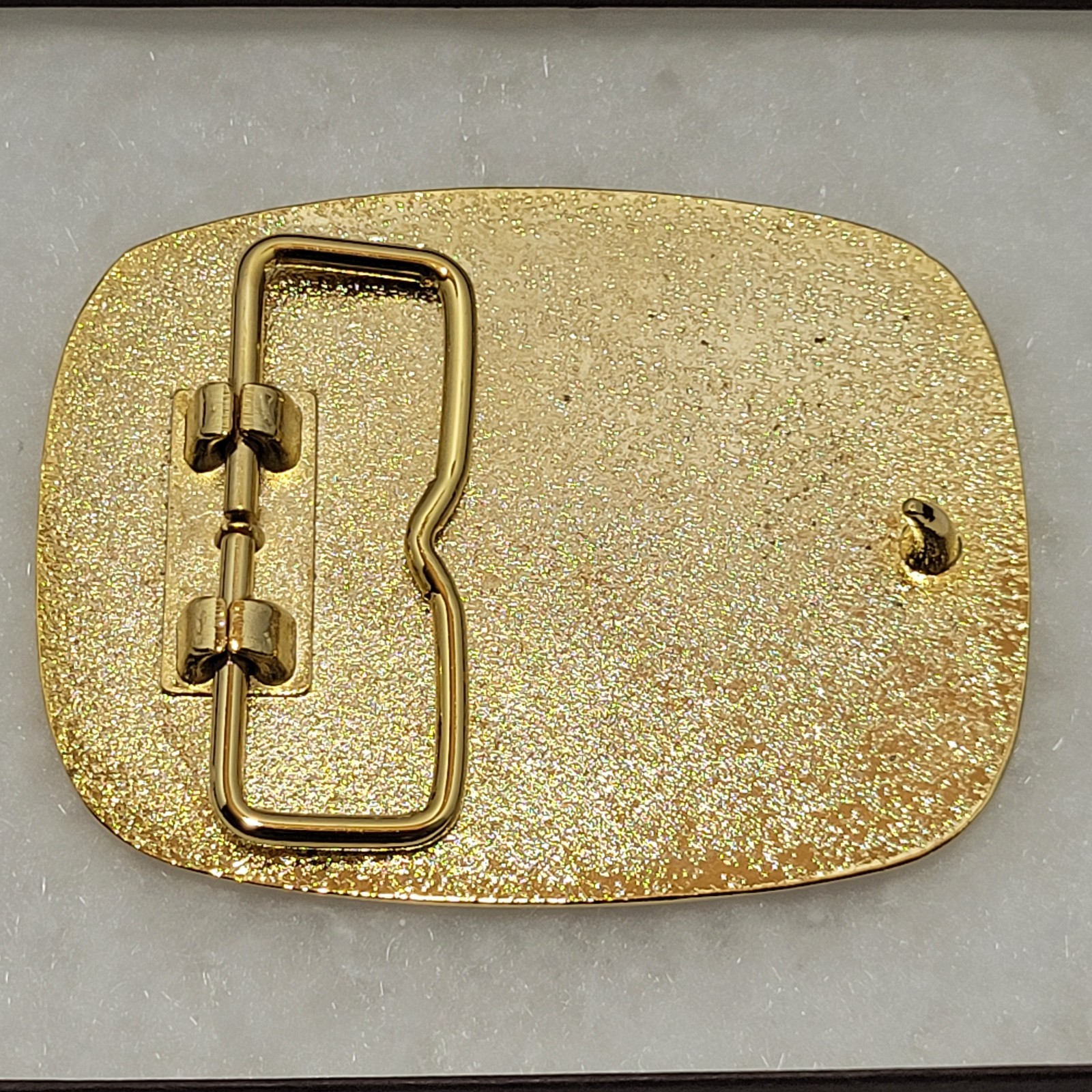 Vintage Headstock Belt Buckle TNN Red Enamel Gold Tone Retro Guitar Country 80s