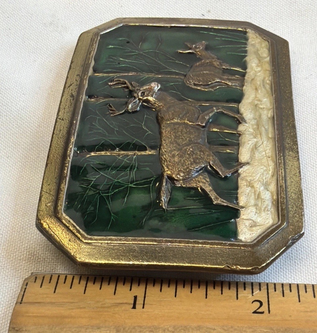 Deer Belt Buckle 1976 Rectangle 3.25 By 2.25 in Number D520 Made USA