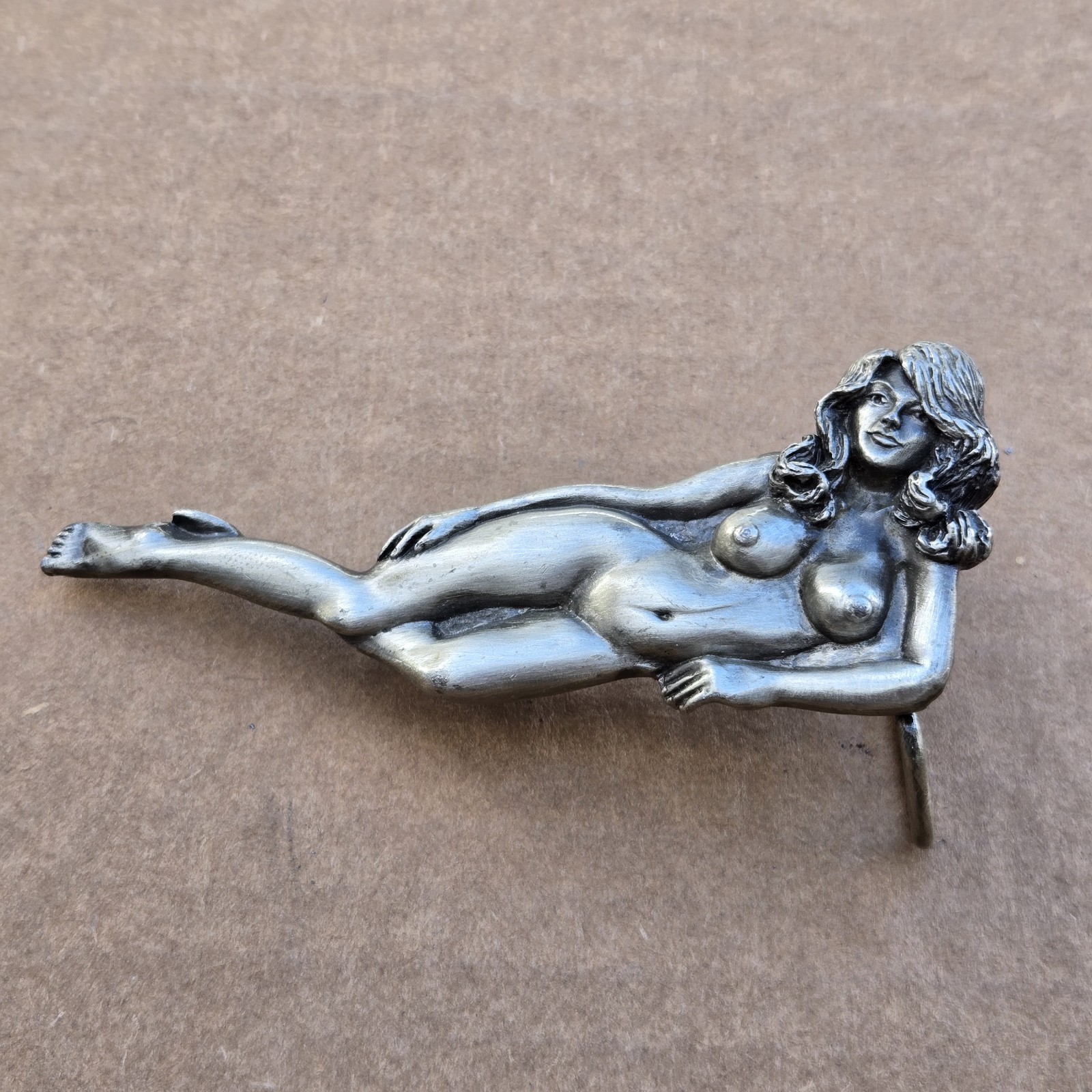 Belt Buckle Female Nude Metal Capt Hawks Sky Patrol & Novelty USA 1979 Vintage