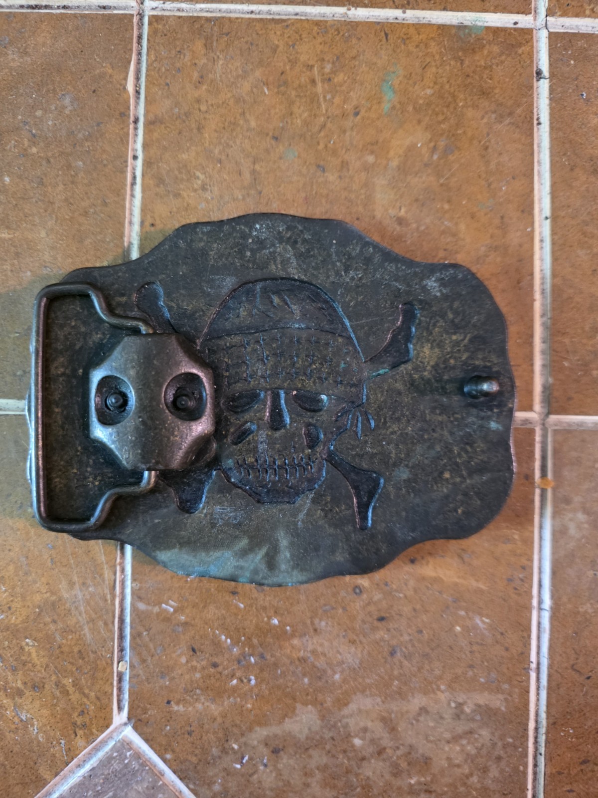Vintage Vans Off The Wall Logo Belt Buckle Black Metal Western Antique Finish